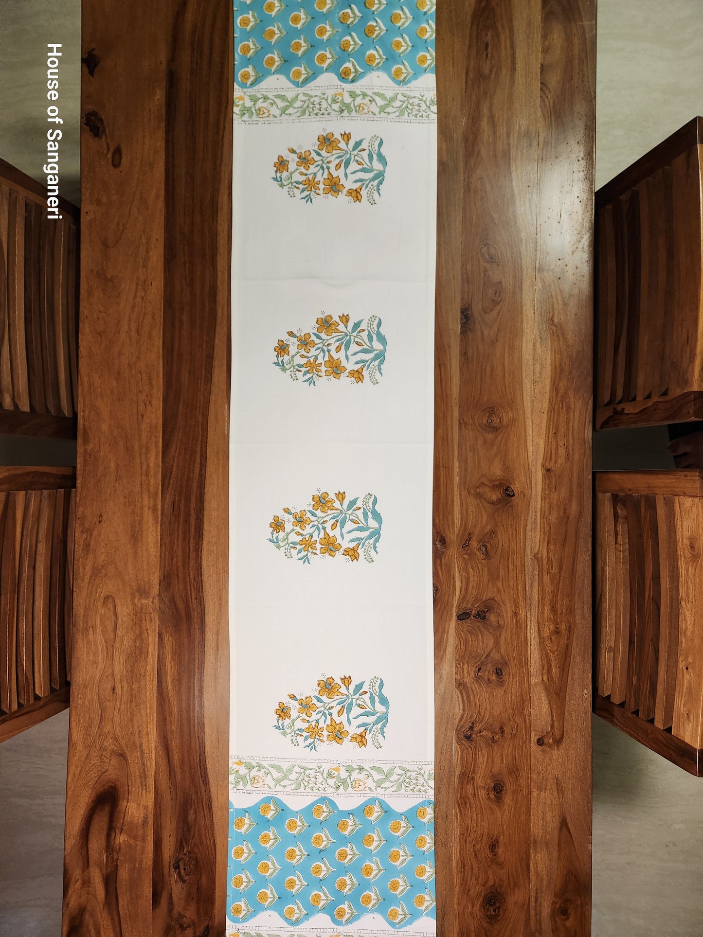 Turquoise Mustard Baagh Table Runner