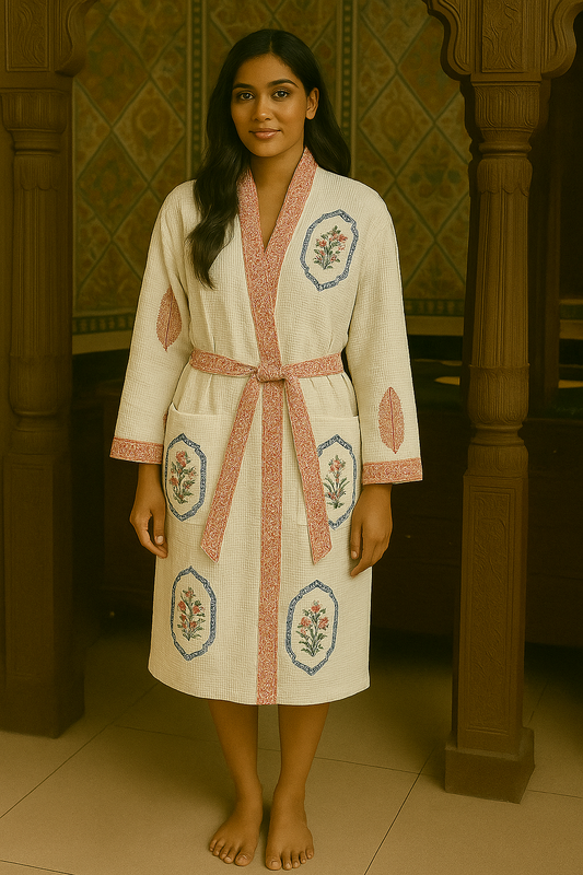 Pink Blue Jasmine Mirror Bathrobe