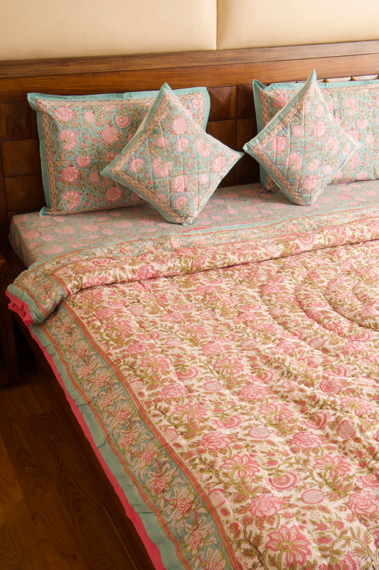 Kaliyon Ka Chaman Reversible Mulmul Cotton Quilt-King Size