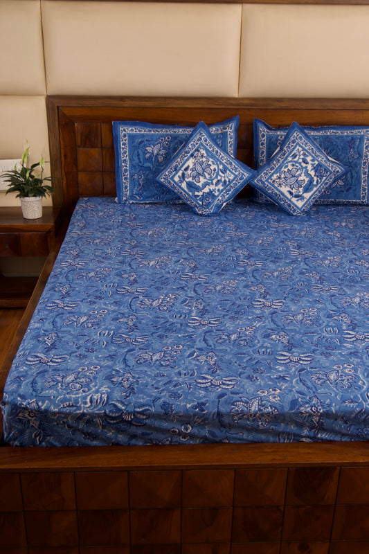 Blue Pottery Percale Cotton Bedsheet