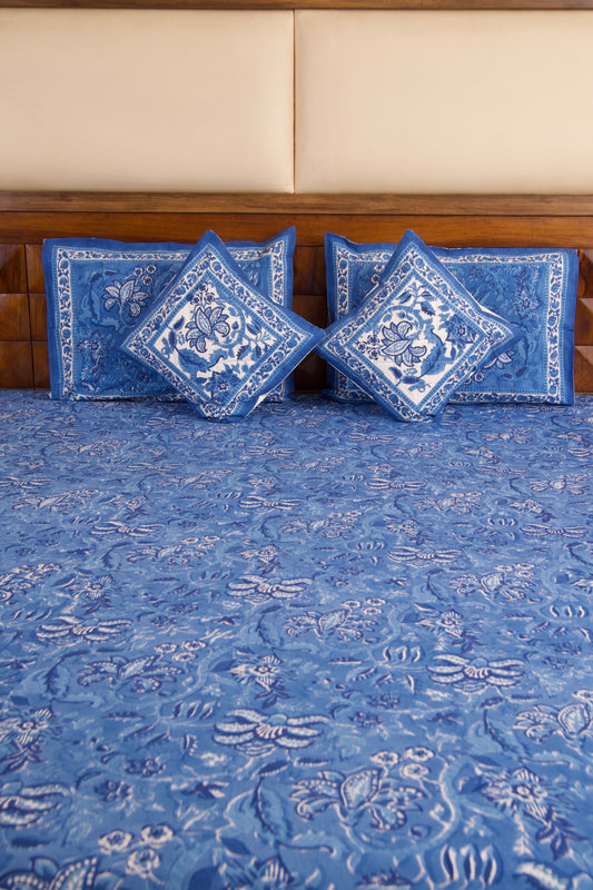 Blue Pottery-Bedsheet & Dohar Set