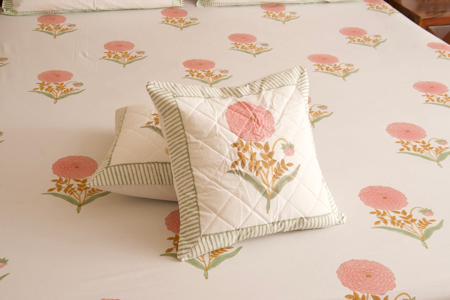 Pink Marigold Cushion Cover