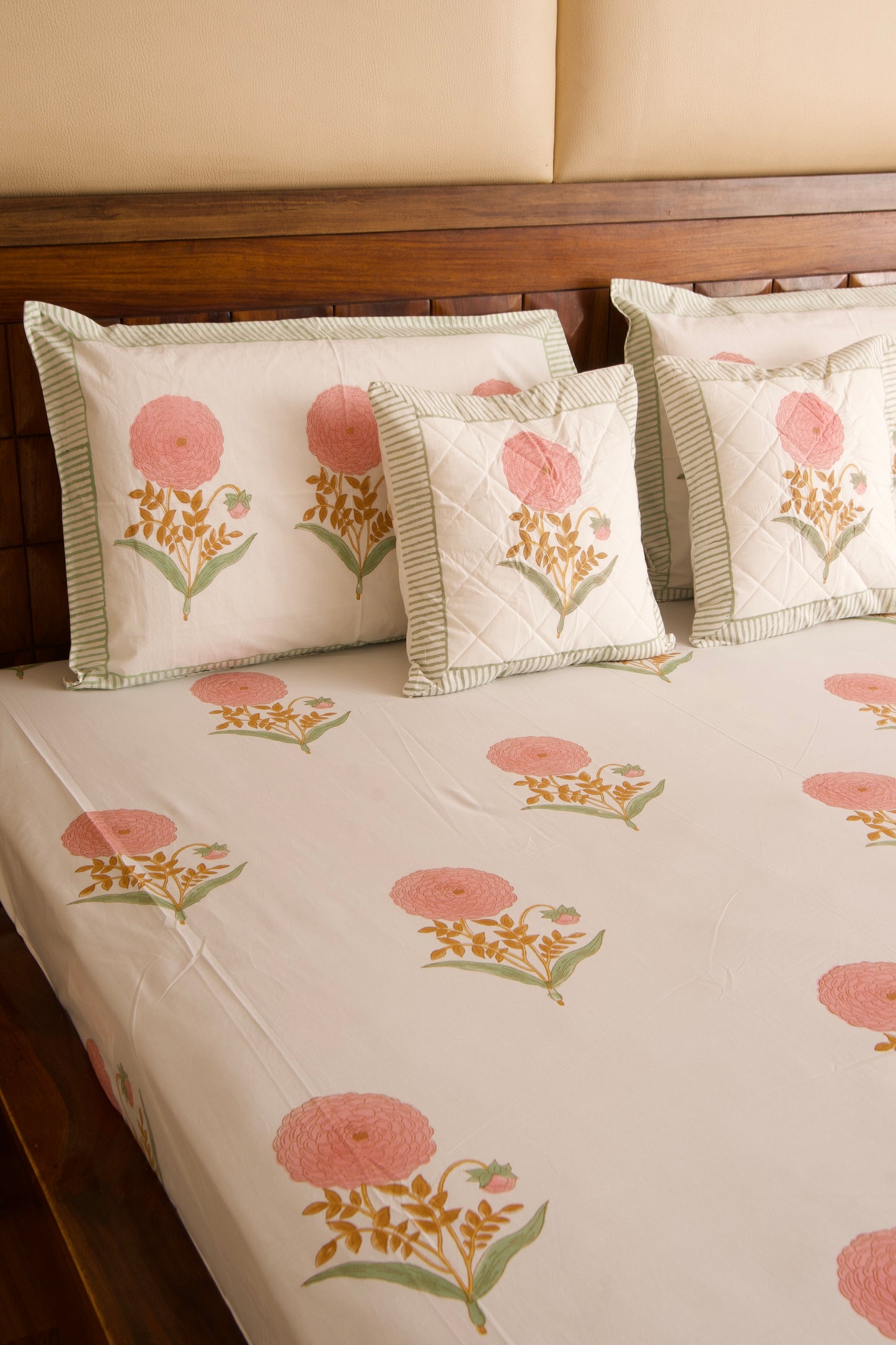 Pink Marigold Percale Cotton Bedsheet