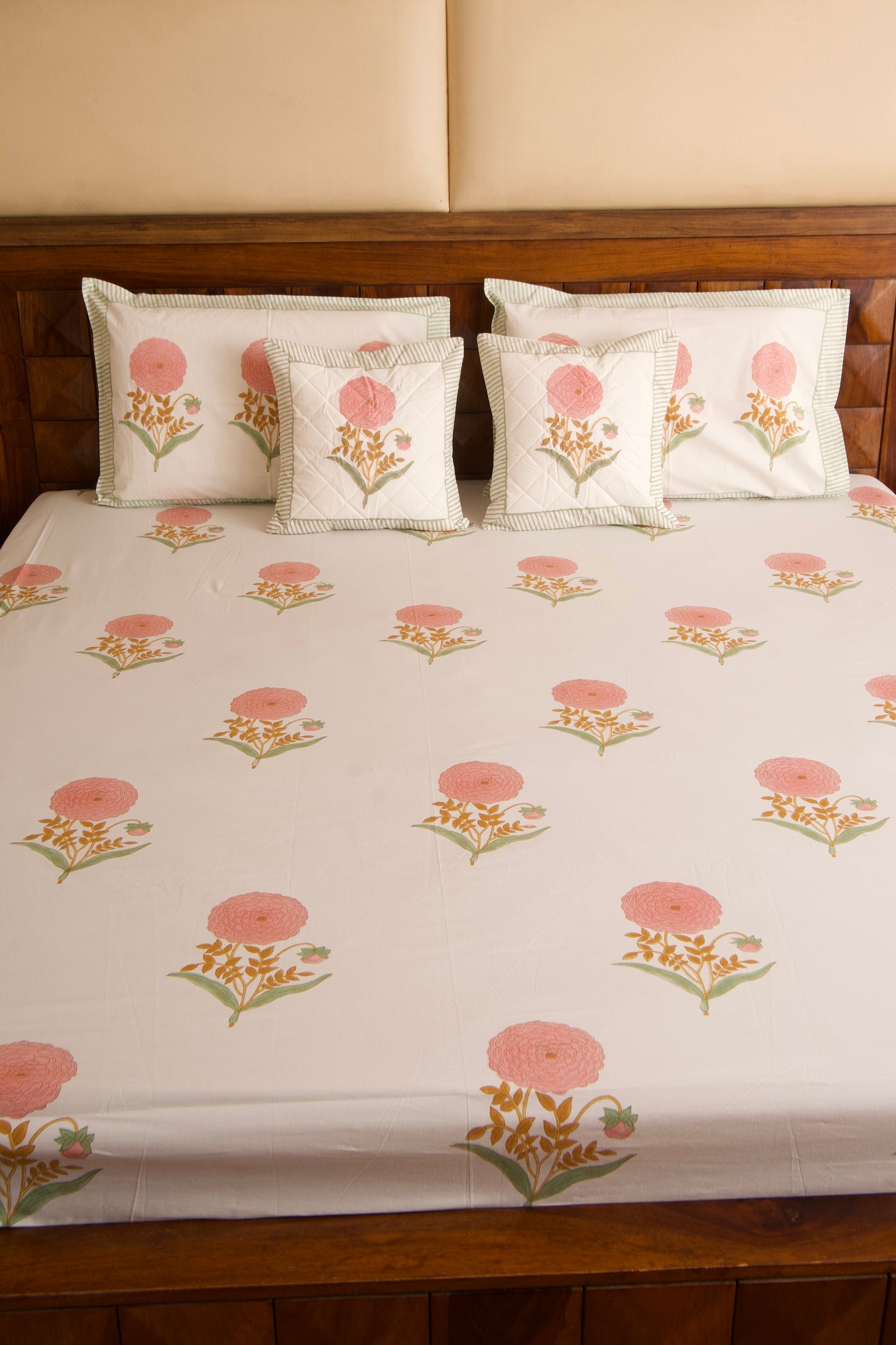 Pink Marigold Percale Cotton Bedsheet