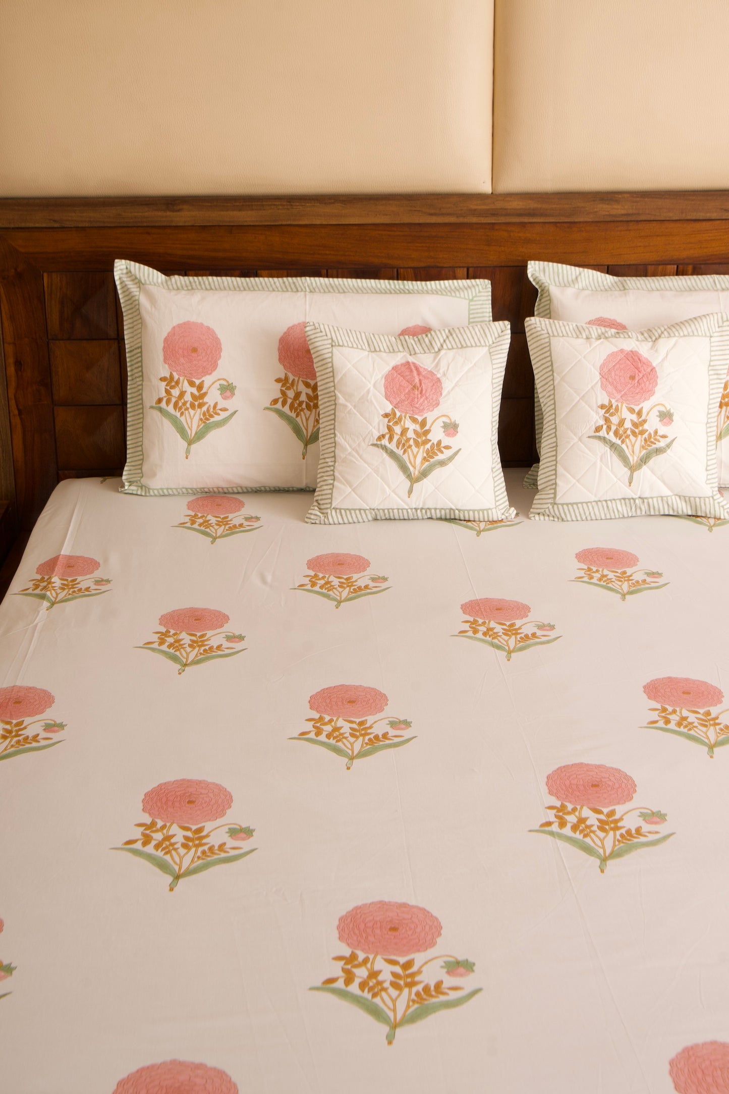 Pink Marigold Percale Cotton Bedsheet