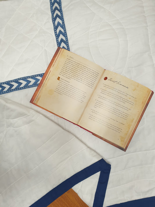 Blue Embroidery Persian Quilted Luxury Bedcover