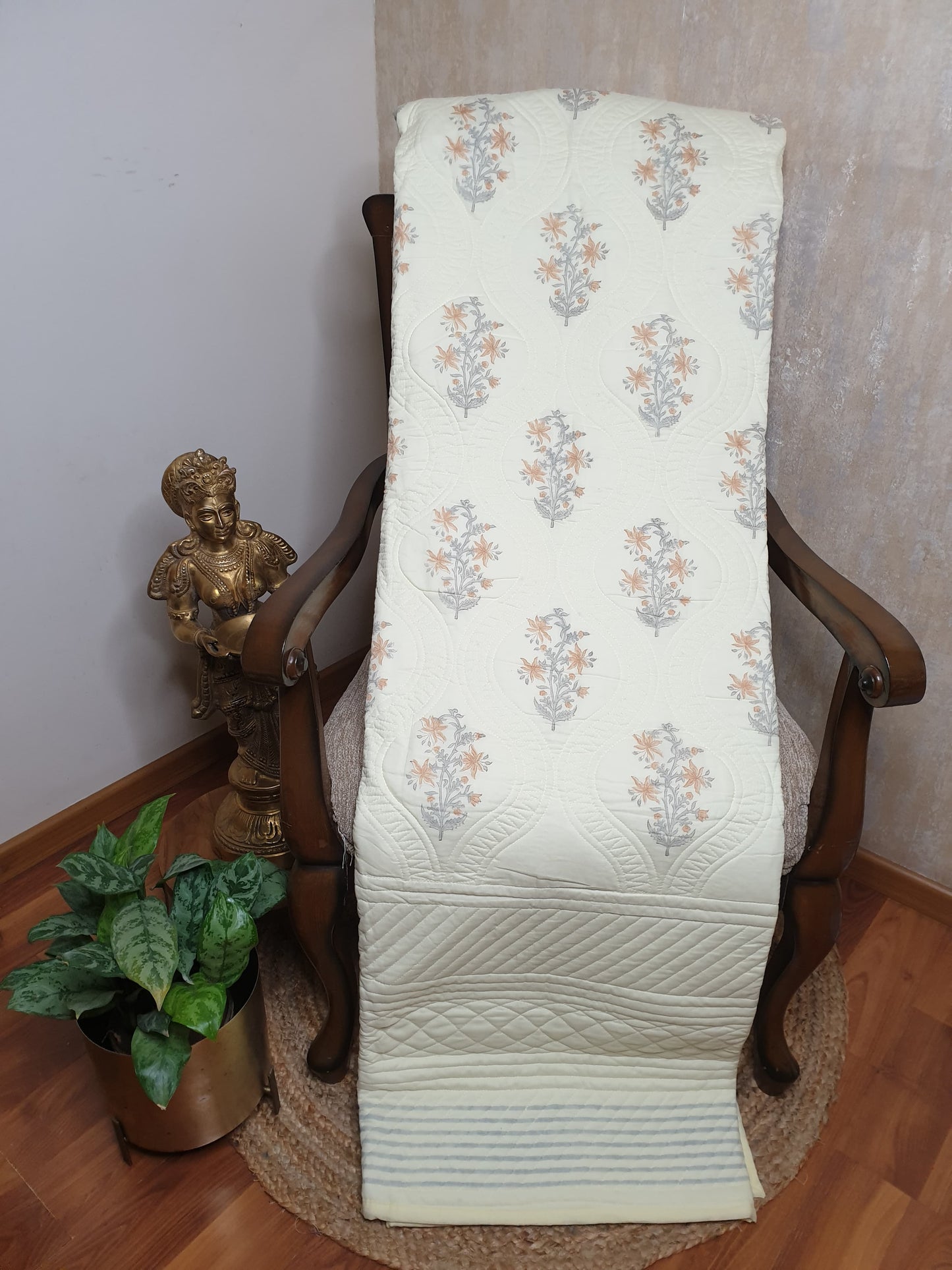 Lime Jasmine Persian Quilted Luxury Bedcover