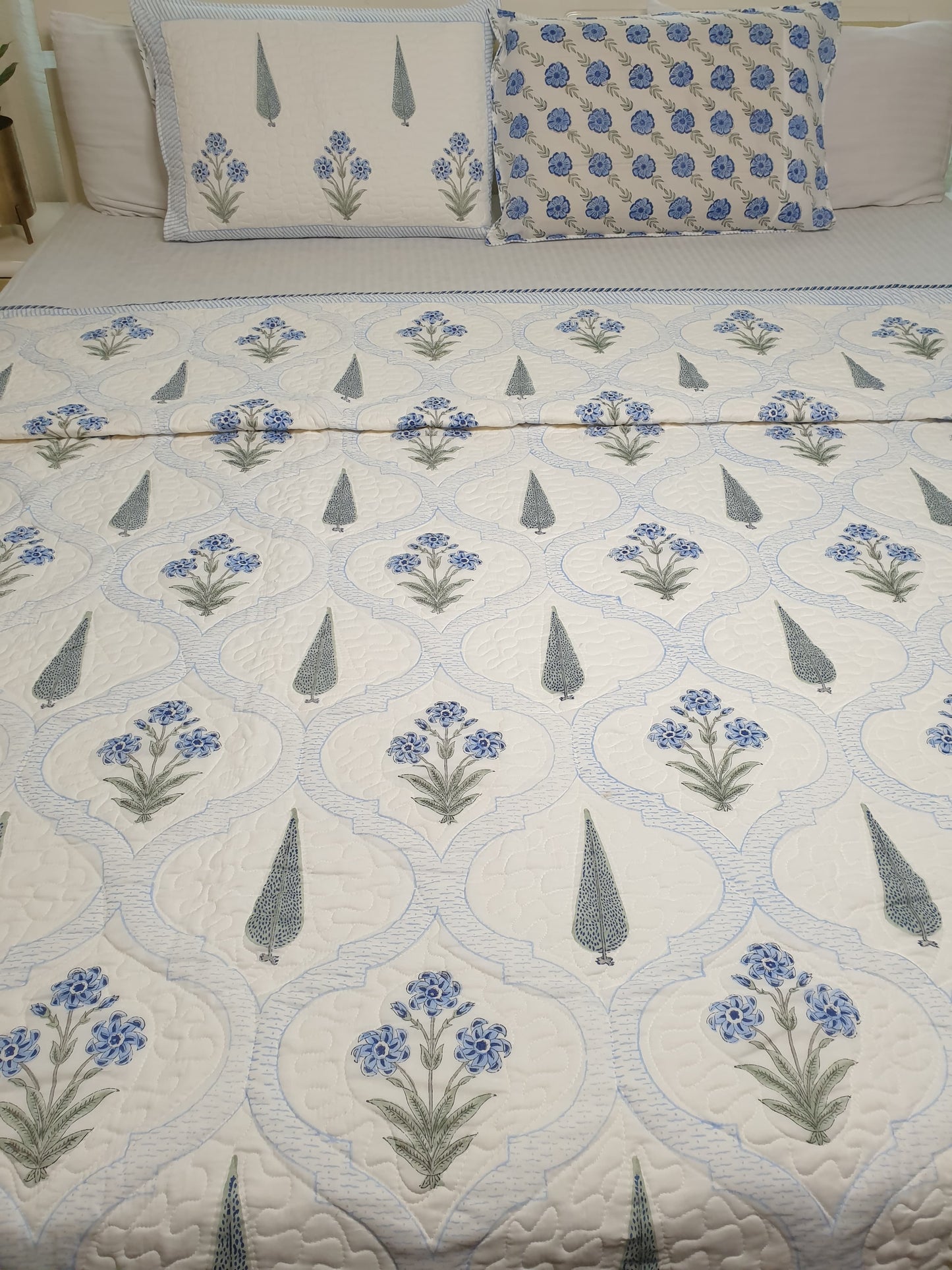 Blue Cyprus Quilted Bedcover