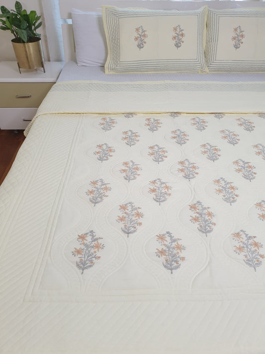 Lime Jasmine Persian Quilted Luxury Bedcover