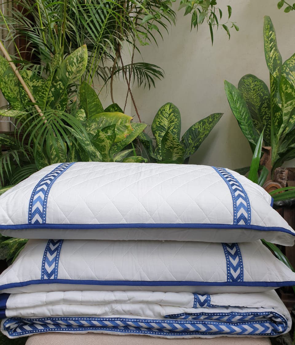 Blue Embroidery Persian Quilted Luxury Bedcover
