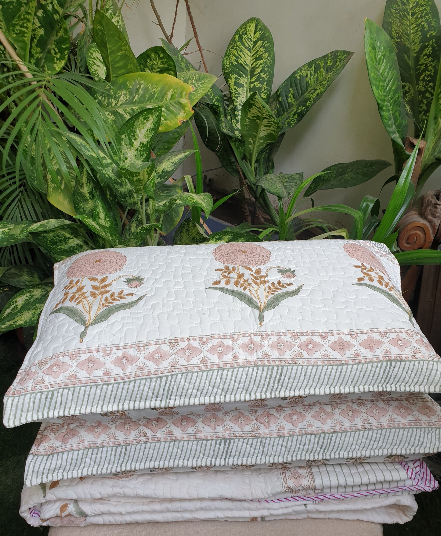 Peach Marigold Quilted Bedcover