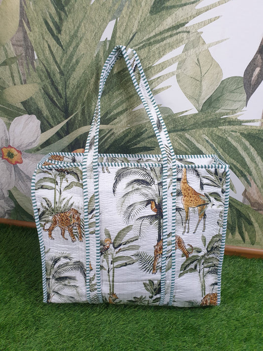 White Forest Zipper Tote Bag