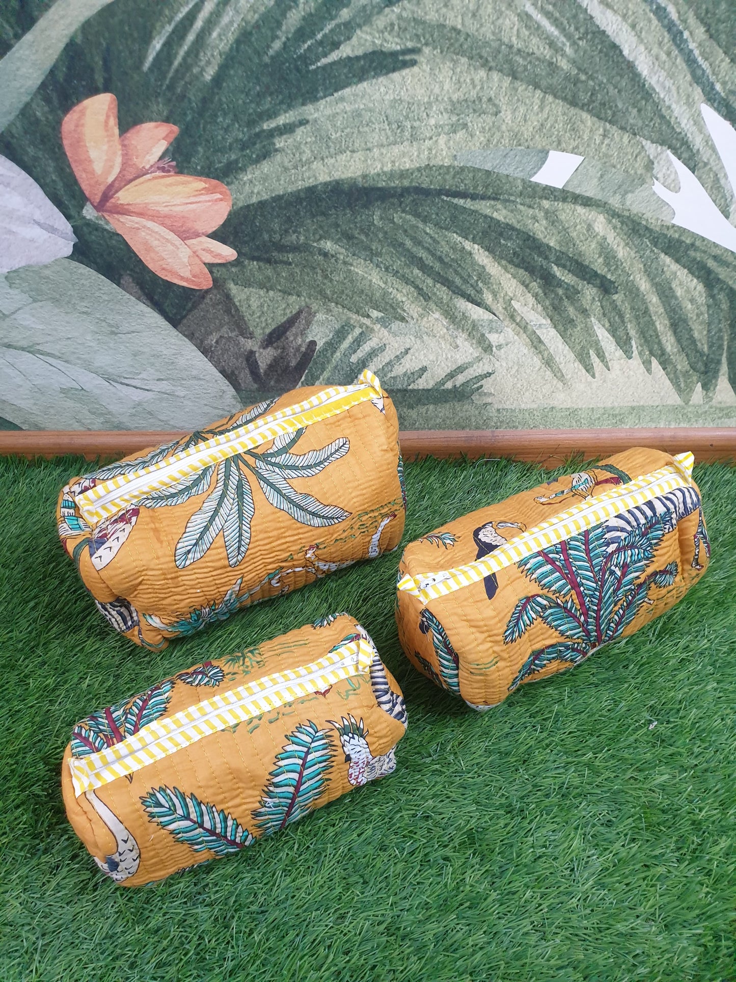 Mustard Forest Zipper Tote Bag & Pouch Set