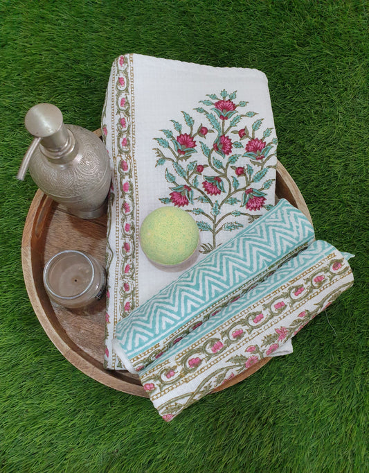 Turquoise Pink Baagh Towel Set