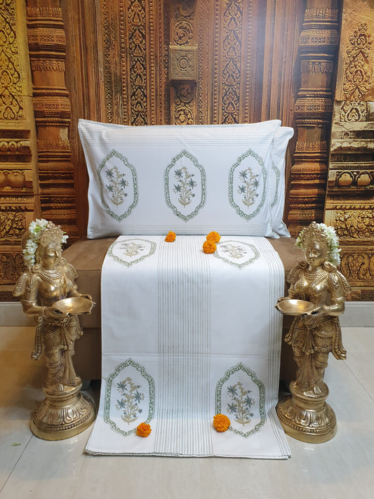 Green Jasmine Mirror Percale Bedsheet