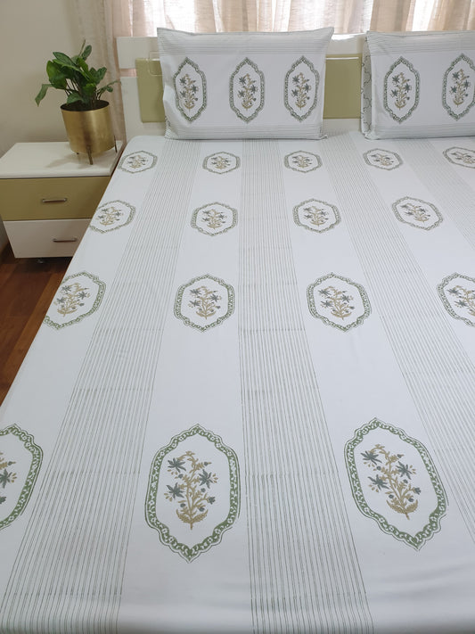 Green Jasmine Mirror Percale Bedsheet