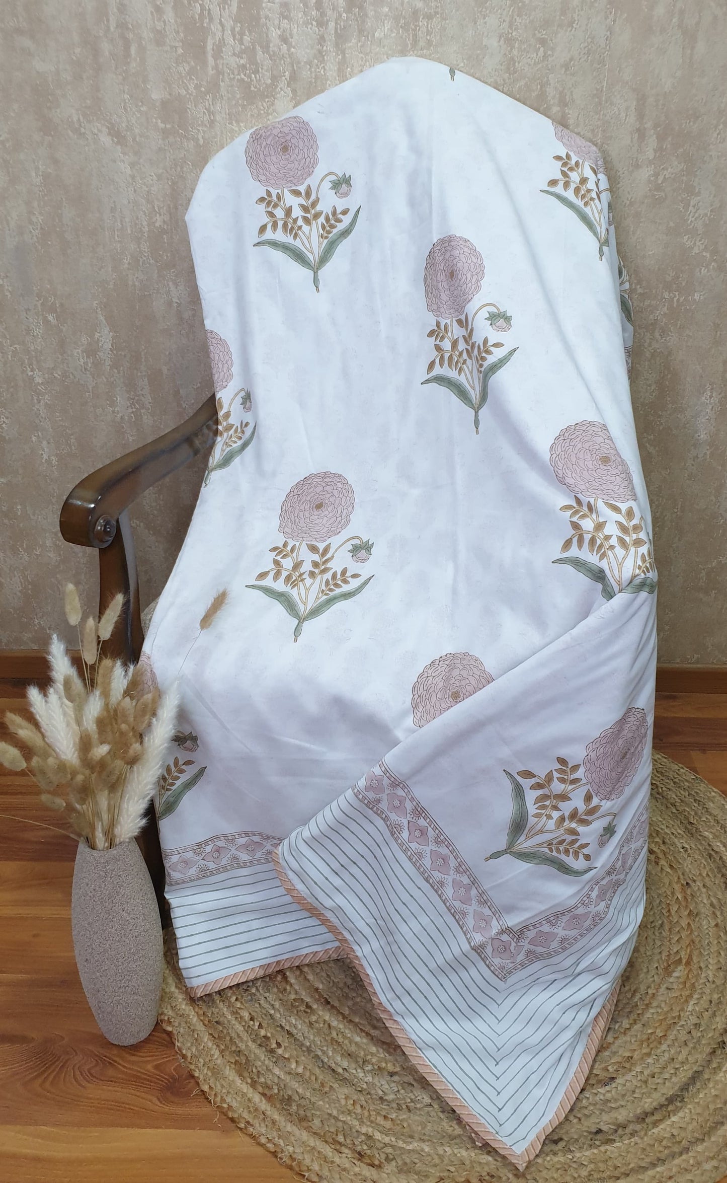 Organic Mulmul Cotton Dohar AC Blanket - Peach Marigold