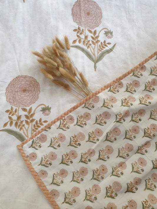 Organic Mulmul Cotton Dohar AC Blanket - Peach Marigold