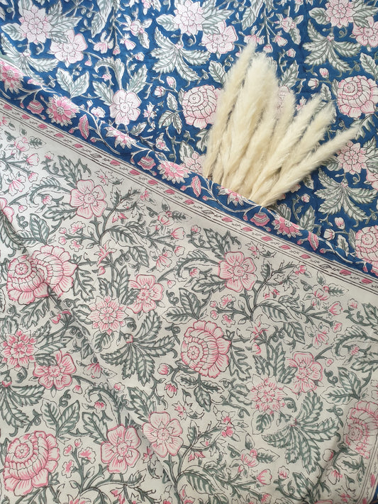 Organic Mulmul Cotton Dohar AC Blanket - Neel Gulaab