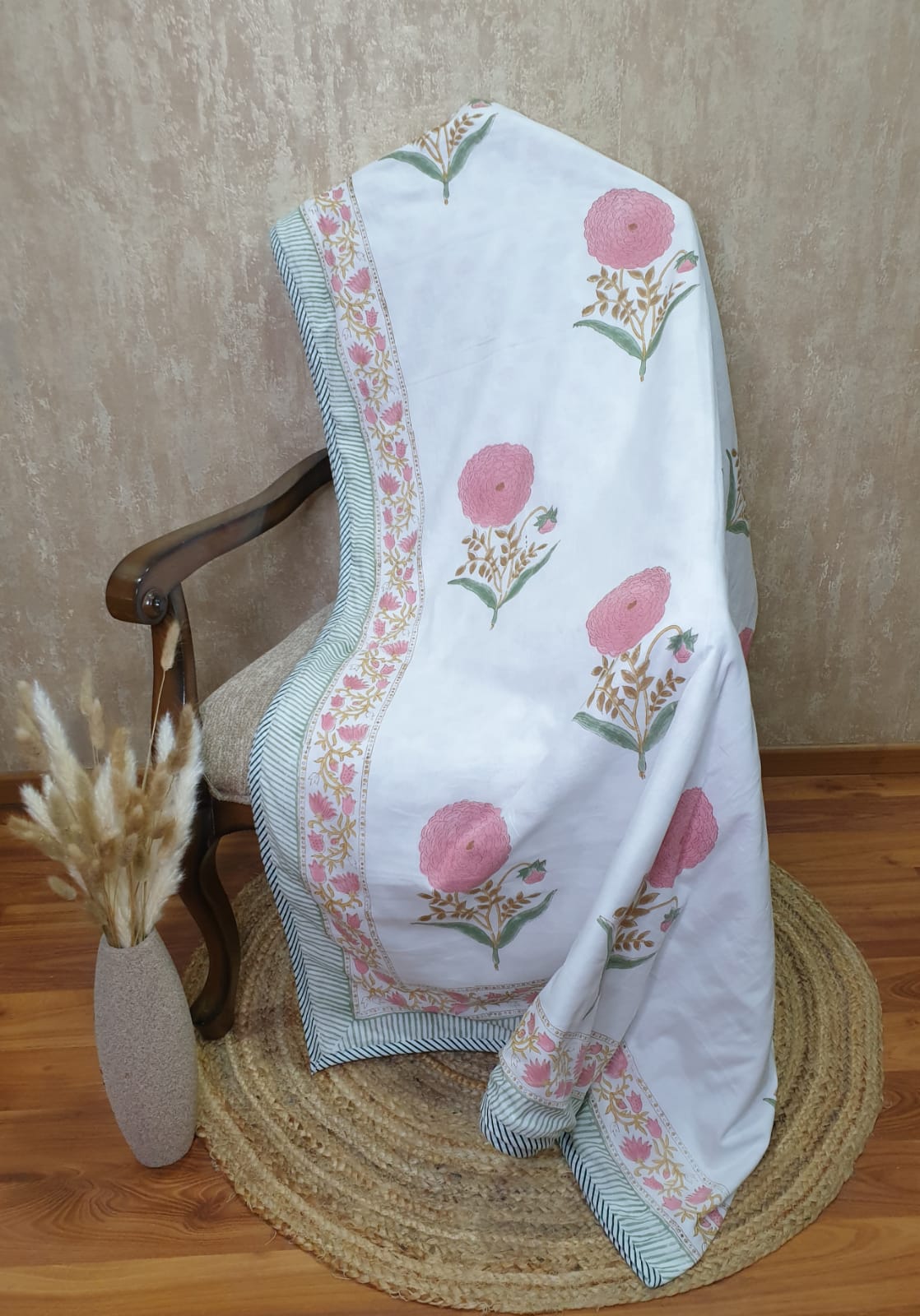 Organic Mulmul Cotton Dohar AC Blanket - Pink Marigold