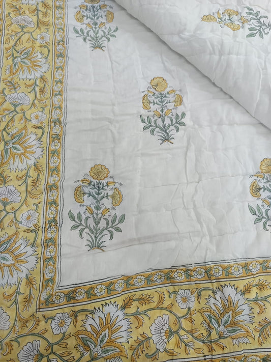 Yellow Bagh Reversible Mulmul Cotton Quilt-King Size