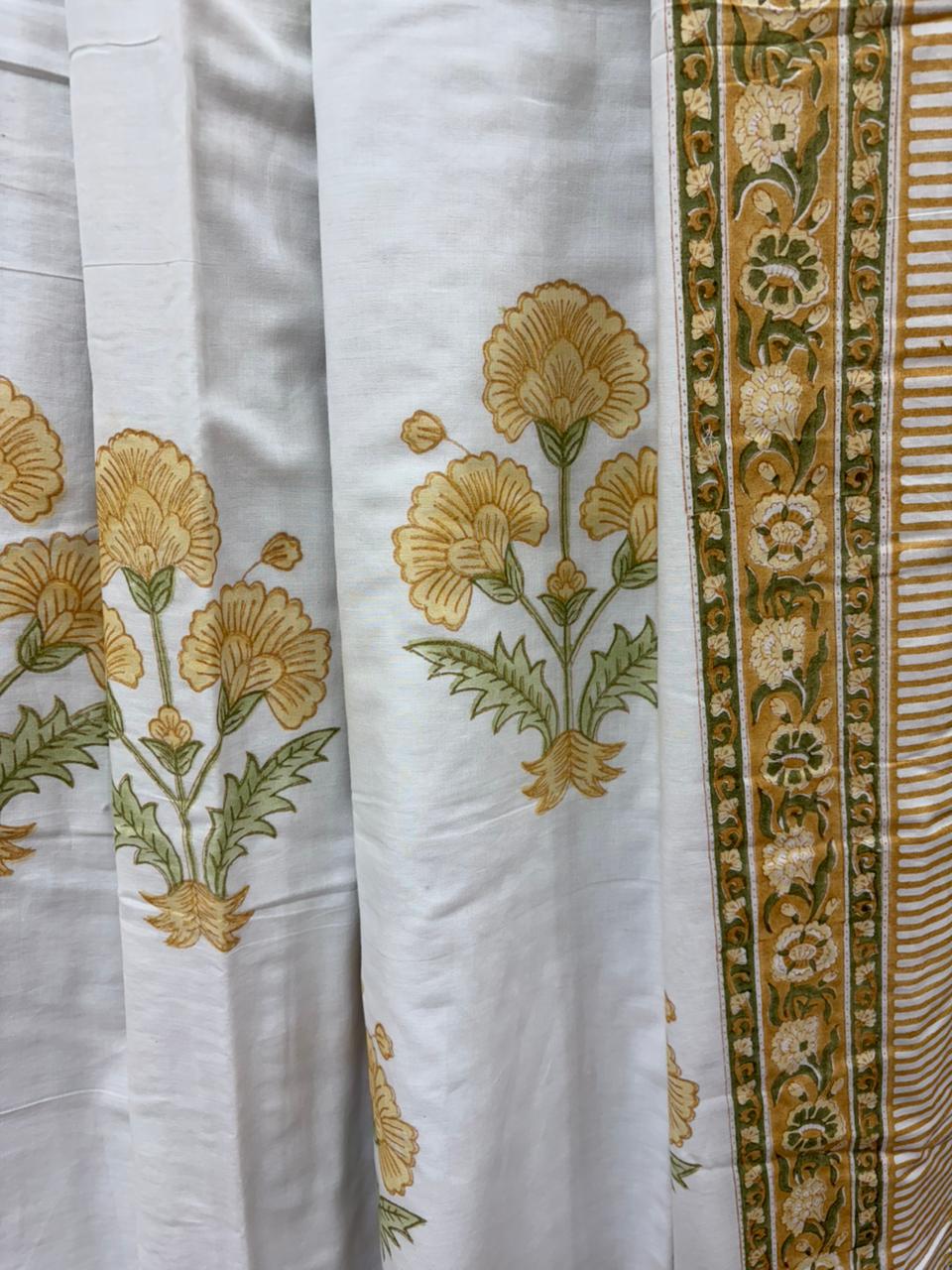 Organic Mulmul Cotton Dohar AC Blanket - Yellow Hibbiscus