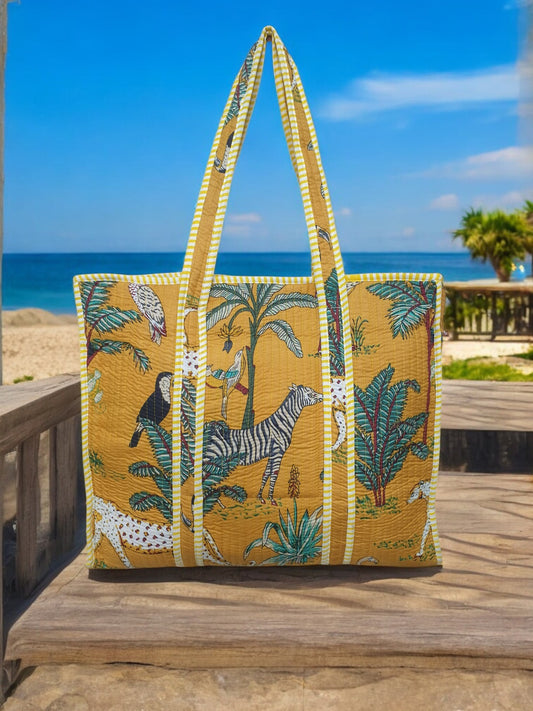 Mustard Forest Zipper Tote Bag & Pouch Set