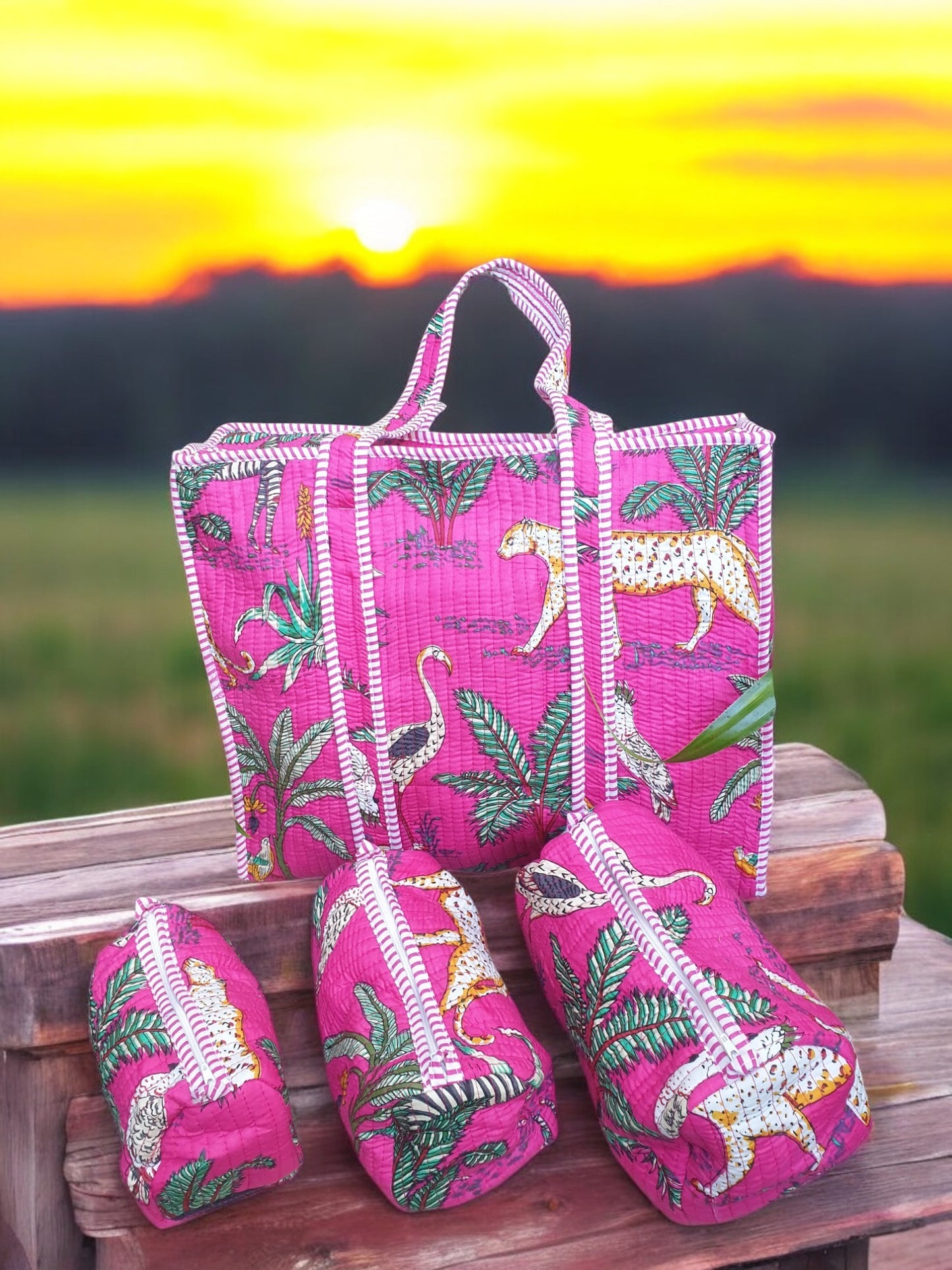 Pink Panther Zipper Tote Bag & Pouch Set