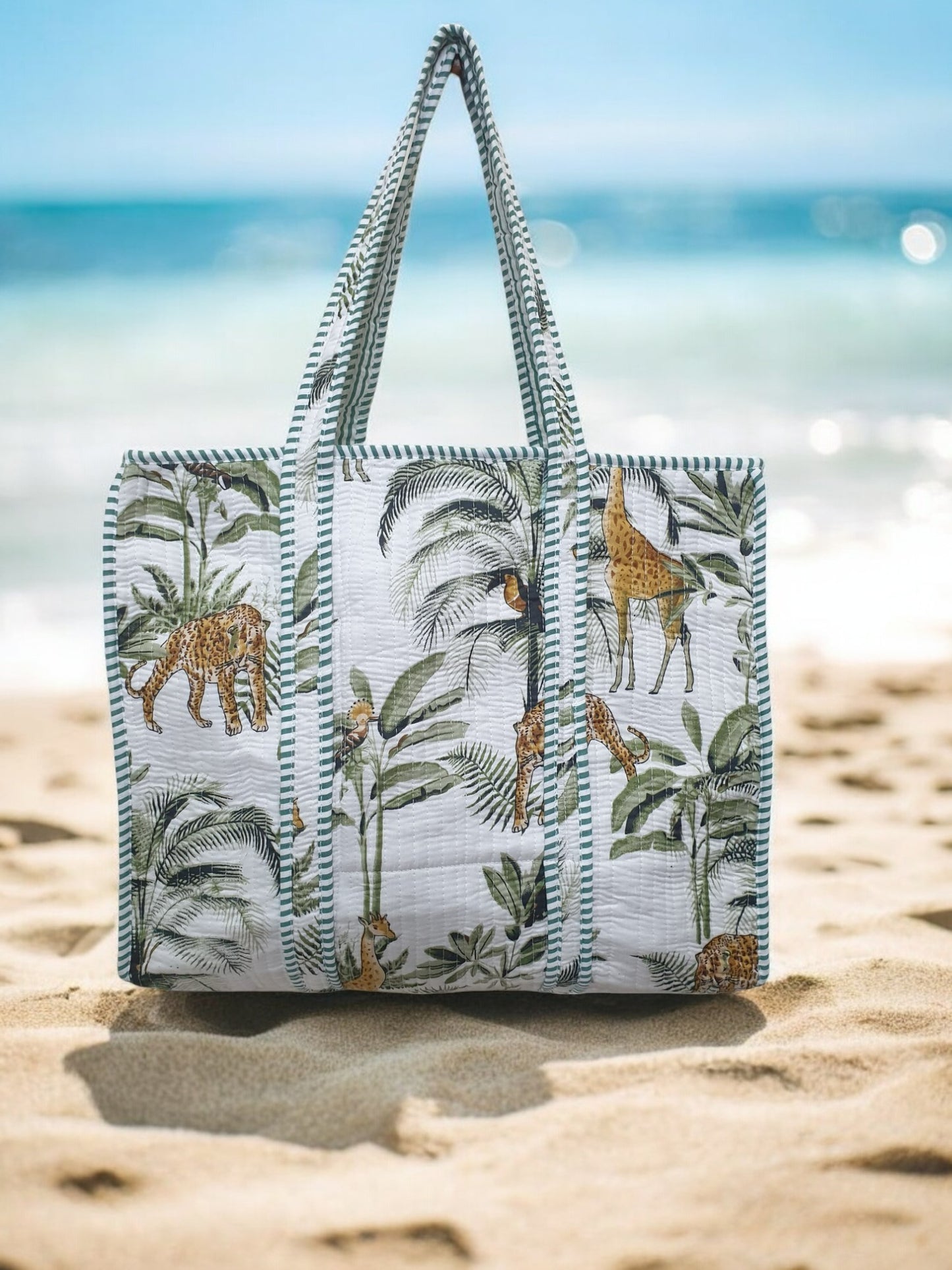 White Forest Zipper Tote Bag & Pouch Set