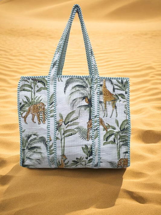 White Forest Zipper Tote Bag & Pouch Set