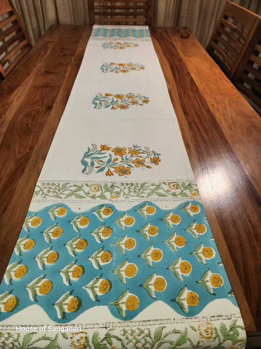 Turquoise Mustard Baagh Table Runner
