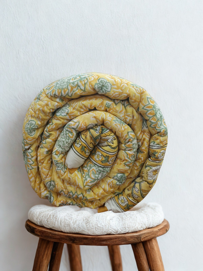 Yellow Bagh Reversible Mulmul Cotton Quilt-King Size