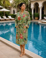 Green Printed Bathrobe