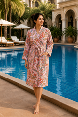 Pink Printed Bathrobe