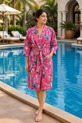 Rani Pink Printed Bathrobe