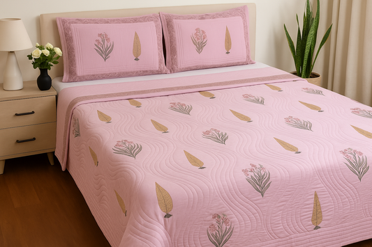 Dusty Rose Persian Quilted Luxury Bedcover