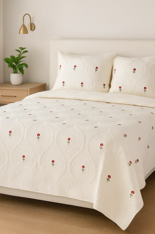 Red Dutch Persian Quilted Luxury Bedcover