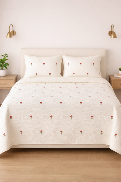 Red Dutch Persian Quilted Luxury Bedcover
