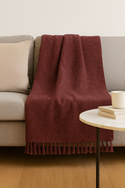 Mauve Tassel Throw