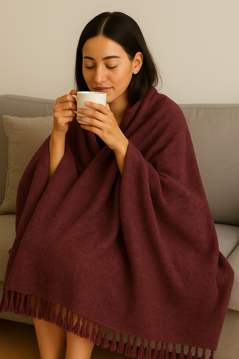 Mauve Tassel Throw