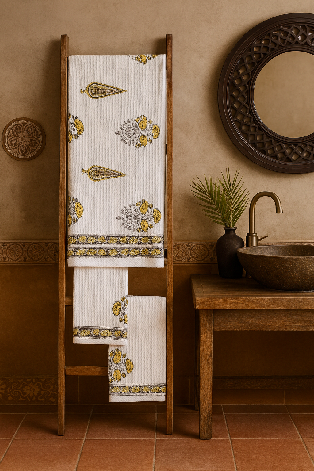 Yellow Cyprus Bathrobe and Towel set
