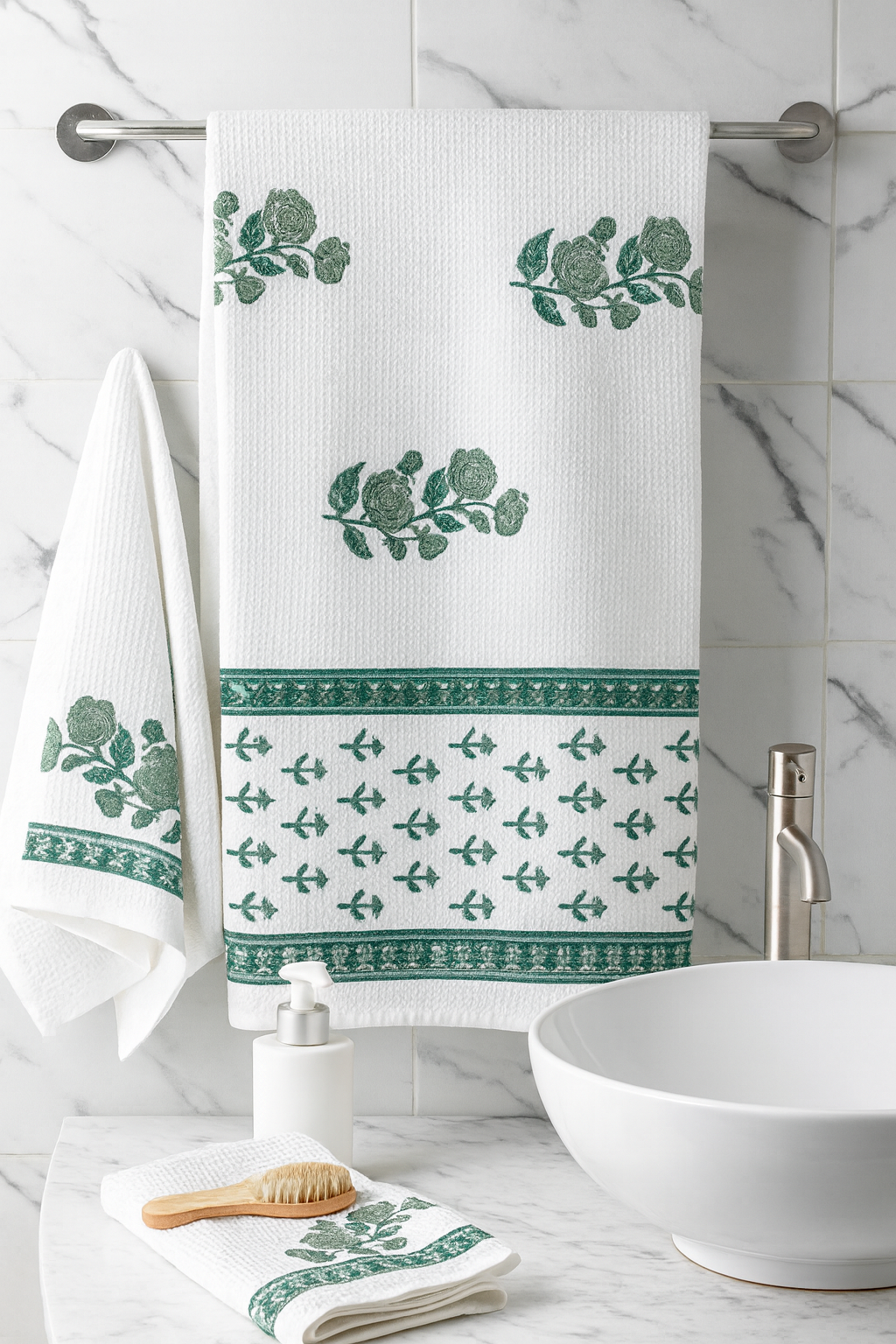 Rose Green Adult Towel Set