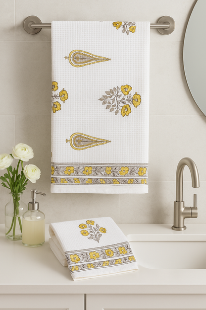 Yellow Cyprus Bathrobe and Towel set