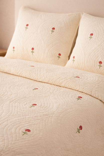 Red Dutch-Beige Persian Quilted Luxury Bedcover- California king