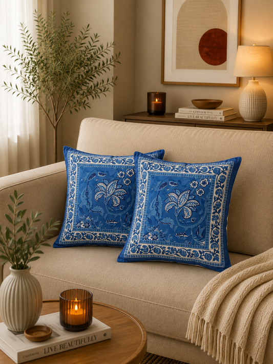 Blue Pottery Cushion Cover