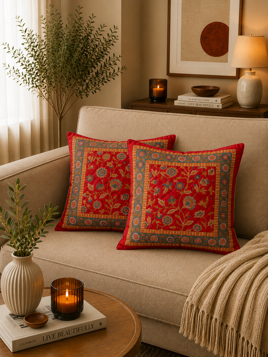 Shalimar Cushion Cover- Red