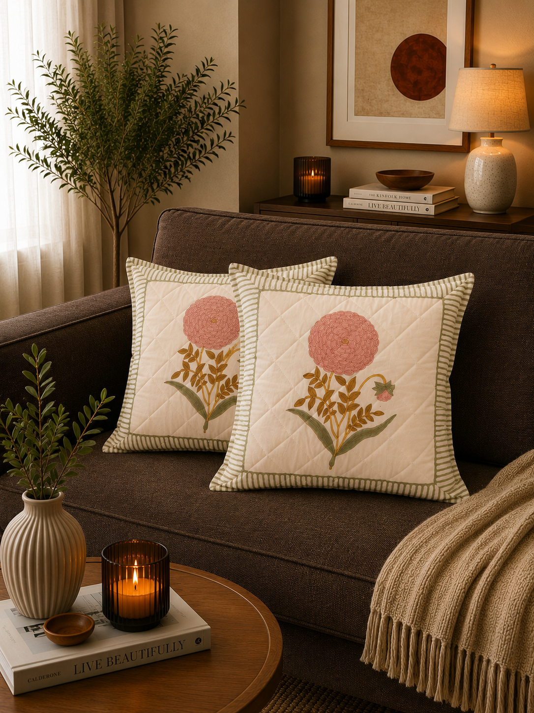 Pink Marigold Cushion Cover