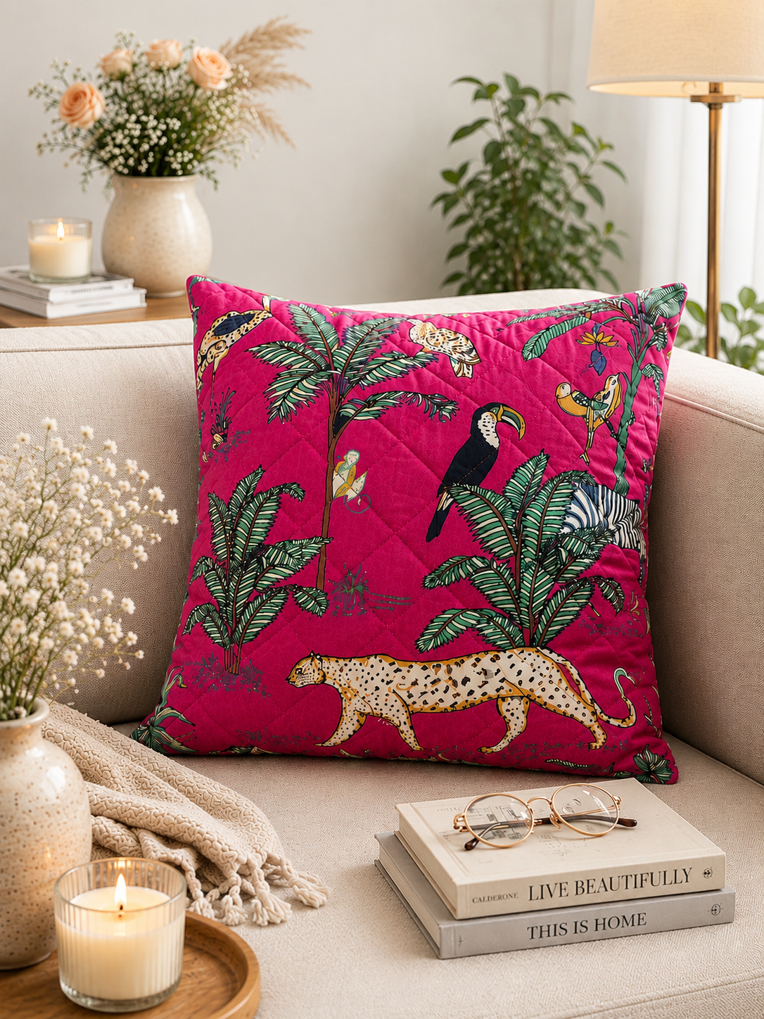 Pink Forest Cushion Cover