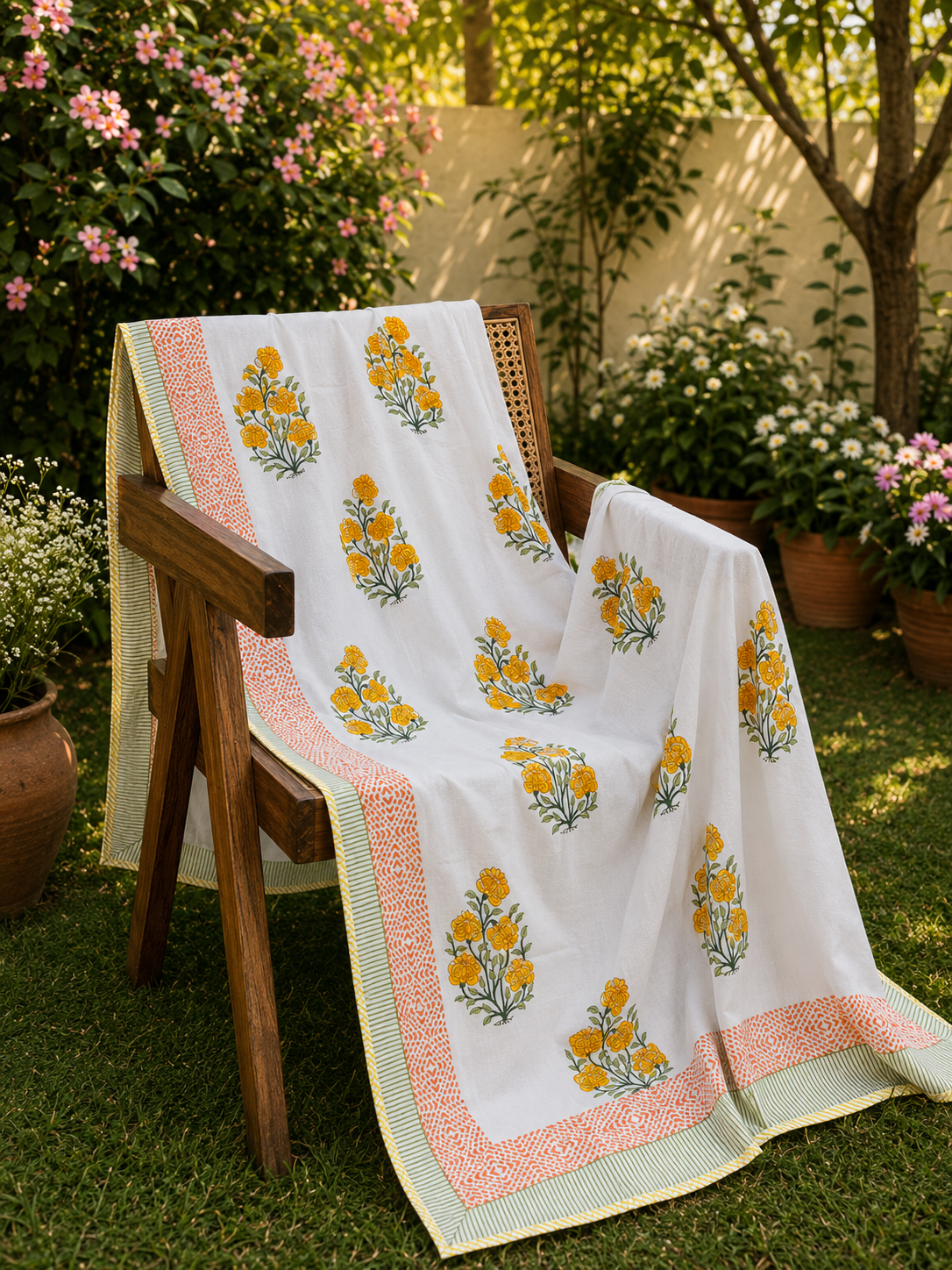 Yellow Rose Mulmul Dohar- Single Bed