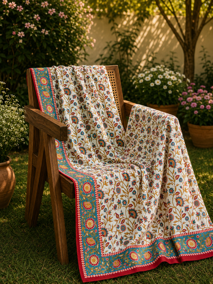Organic Mulmul Cotton Dohar AC Blanket - Shalimar